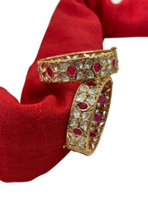 Traditional Gold Plated Ruby Kundan Polki Bangles Set By Gehna Shop